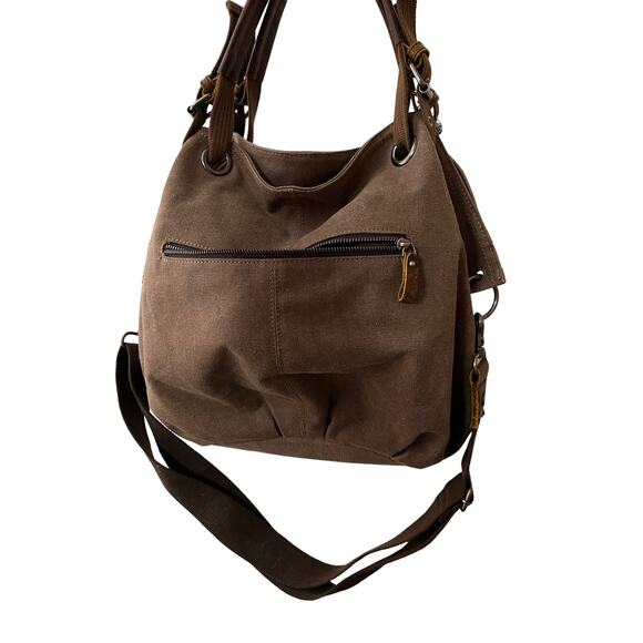 Wonder Youth Oversized brown Canvas Women’s Shoulder Bag - Picture 2 of 15